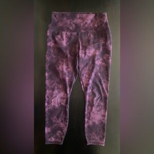 Tye die purple velvety yoga pants, high-rise